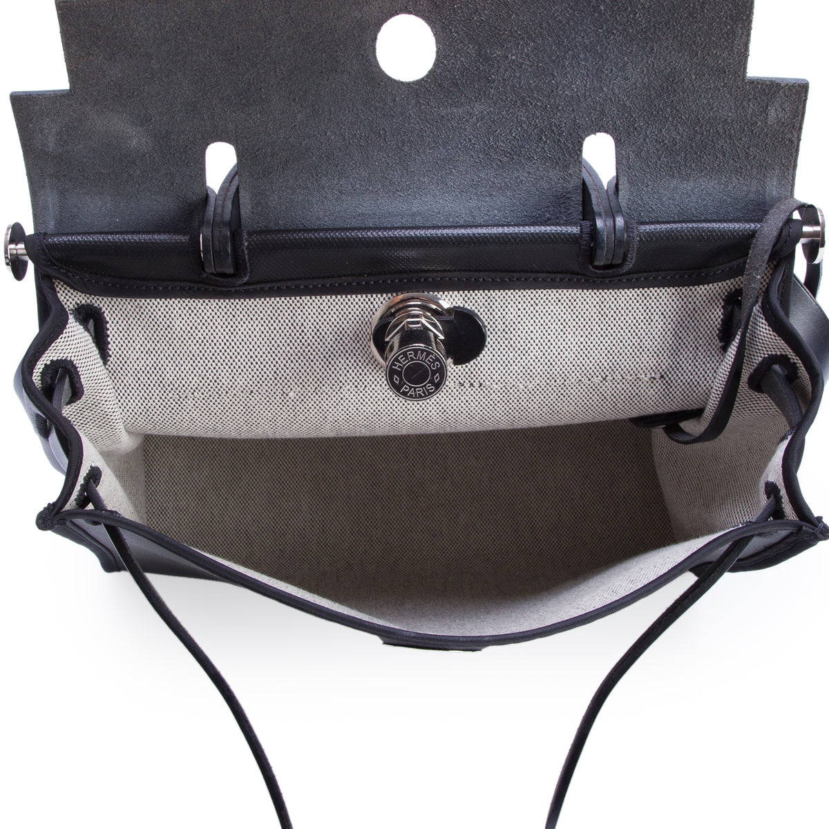 Hermes 2021 Noir Toile H Berline Vache Hunter Herbag Zip PM 31 w/ Pouch