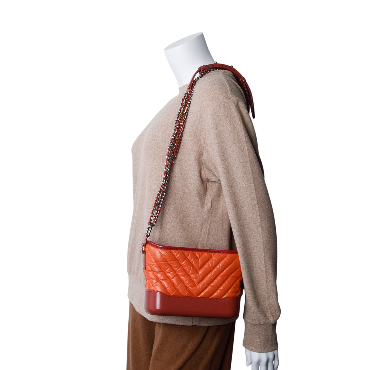 Chanel Red/Orange Aged Calfskin Leather Small Gabrielle Hobo