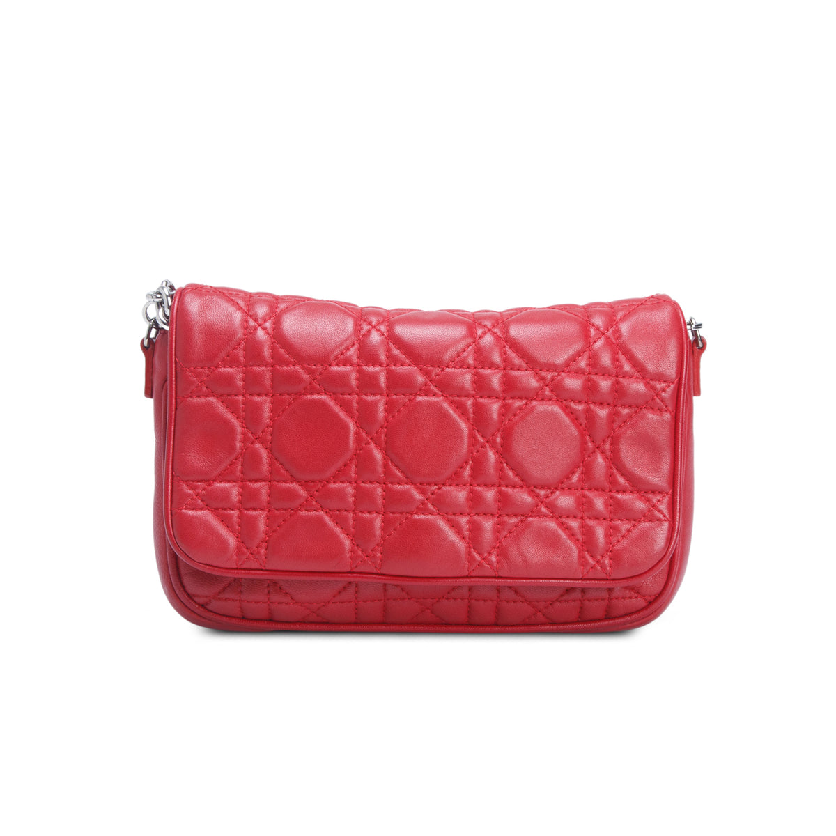 Christian Dior Red Lambskin Cannage Miss Dior Charms Pouch