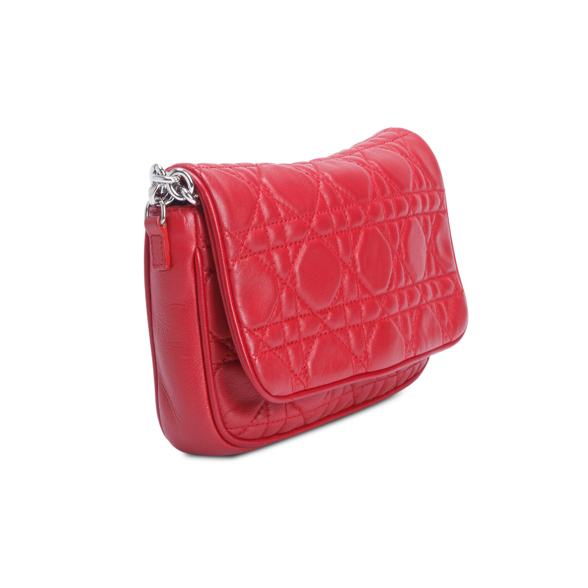 Christian Dior Red Lambskin Cannage Miss Dior Charms Pouch