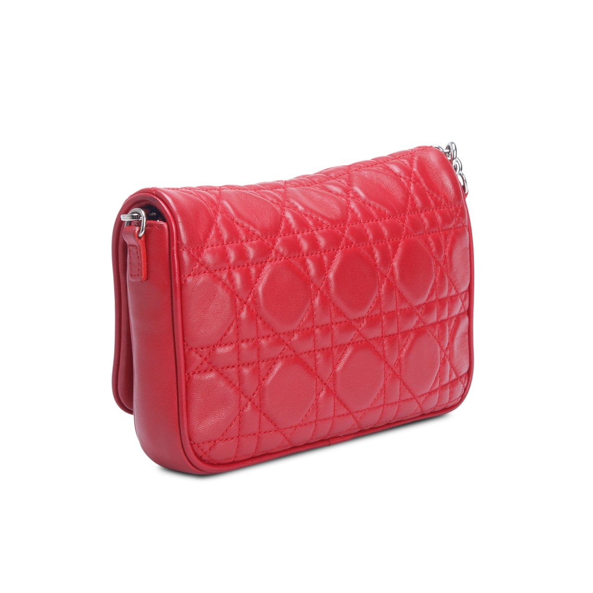 Christian Dior Red Lambskin Cannage Miss Dior Charms Pouch