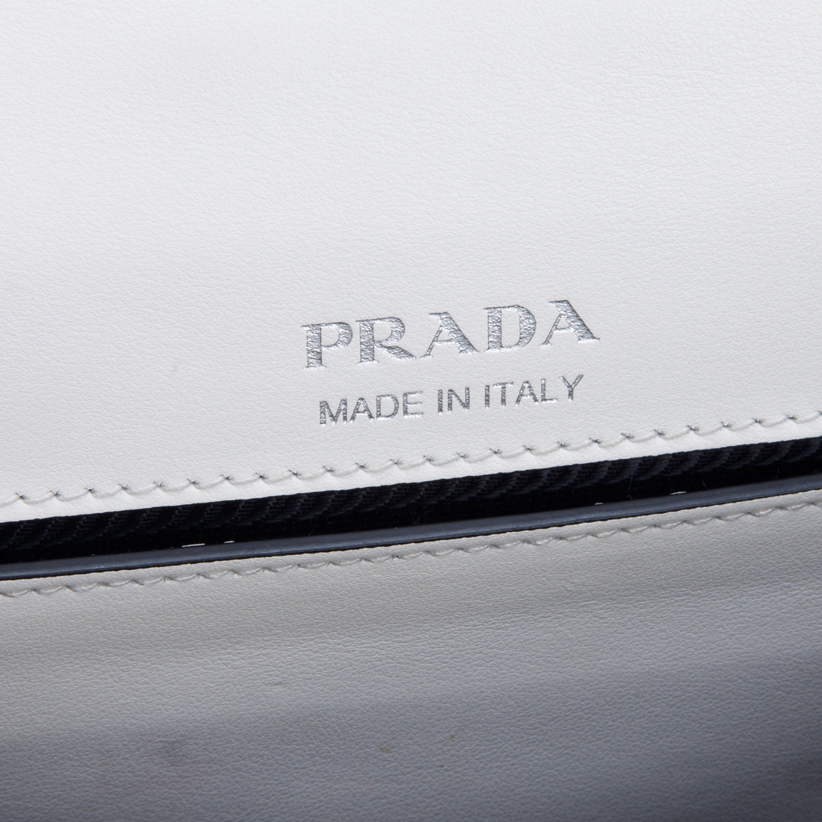 Prada White City Calf Plex Ribbon Bag w/ Strap
