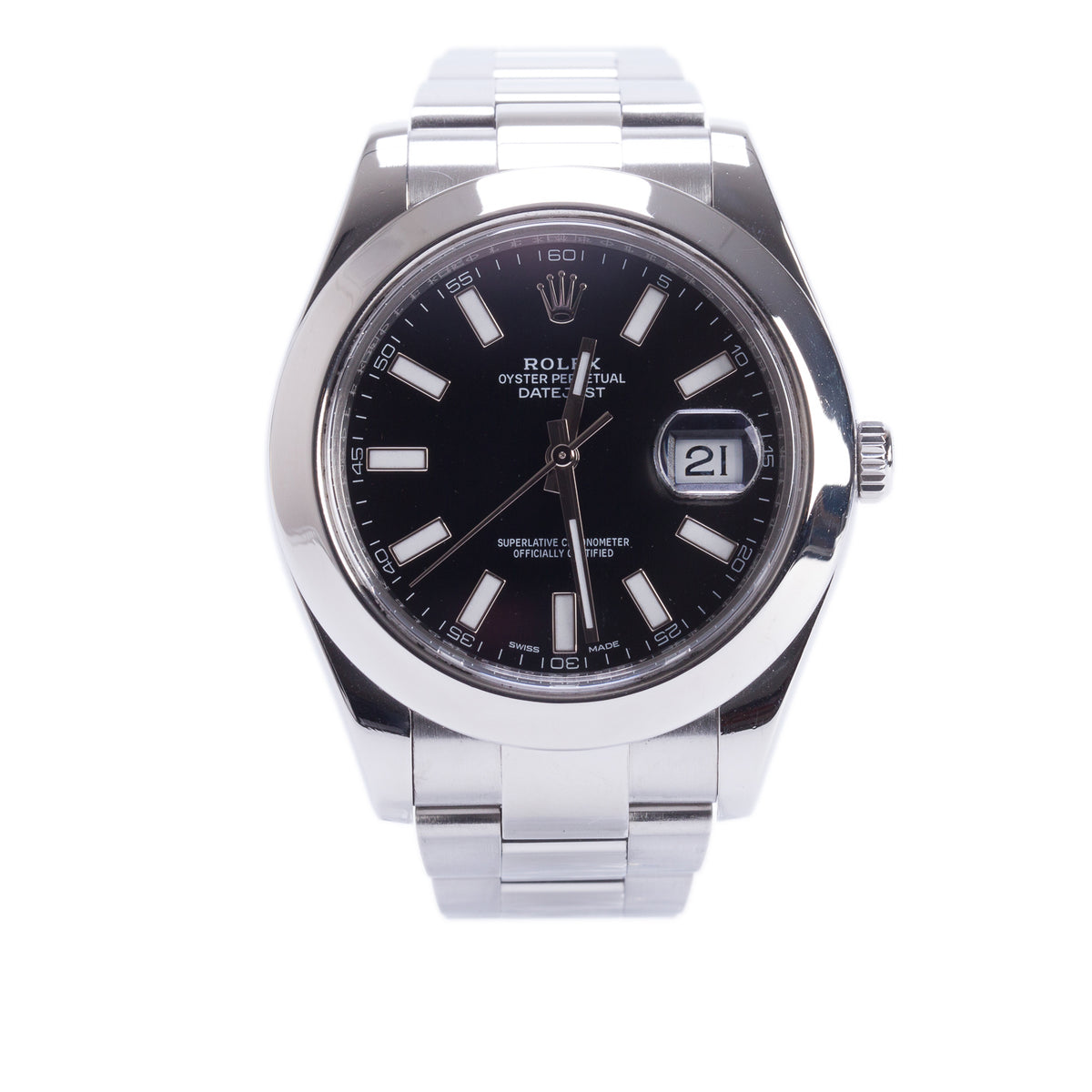Rolex Stainless Steel Datejust 41 MM Automatic Watch Black Dial 116300 w/ Box & Papers