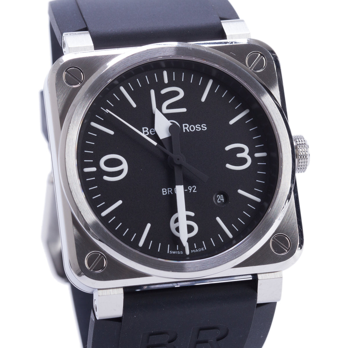 Bell & Ross Stainless Steel BR03-92 42 MM Automatic Watch Black Dial