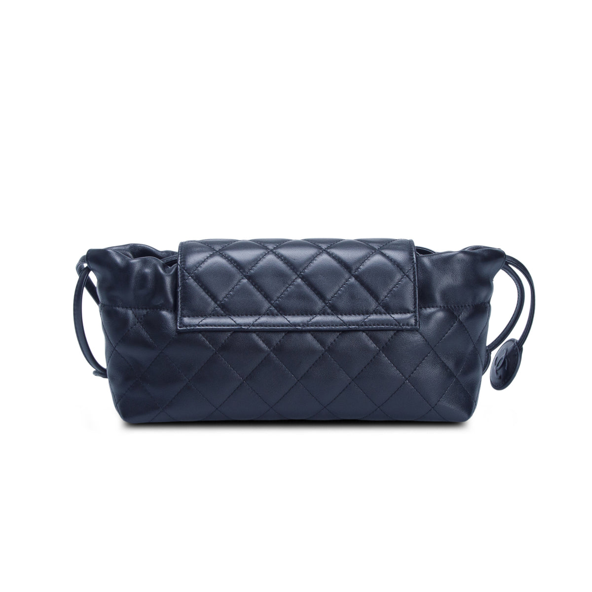 Chanel Black Lambskin Drawstring Clutch w/ Box