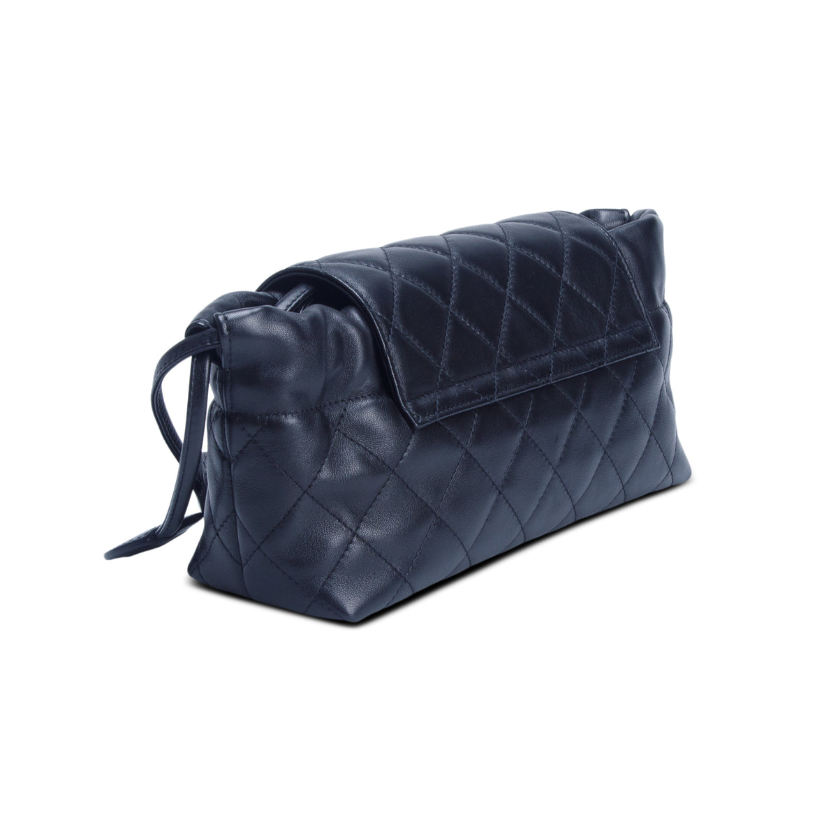 Chanel Black Lambskin Drawstring Clutch w/ Box