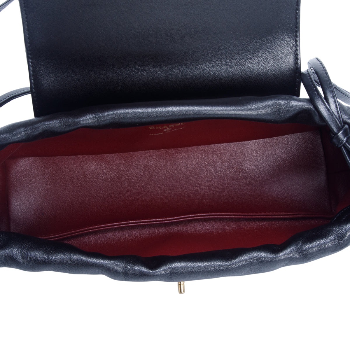 Chanel Black Lambskin Drawstring Clutch w/ Box