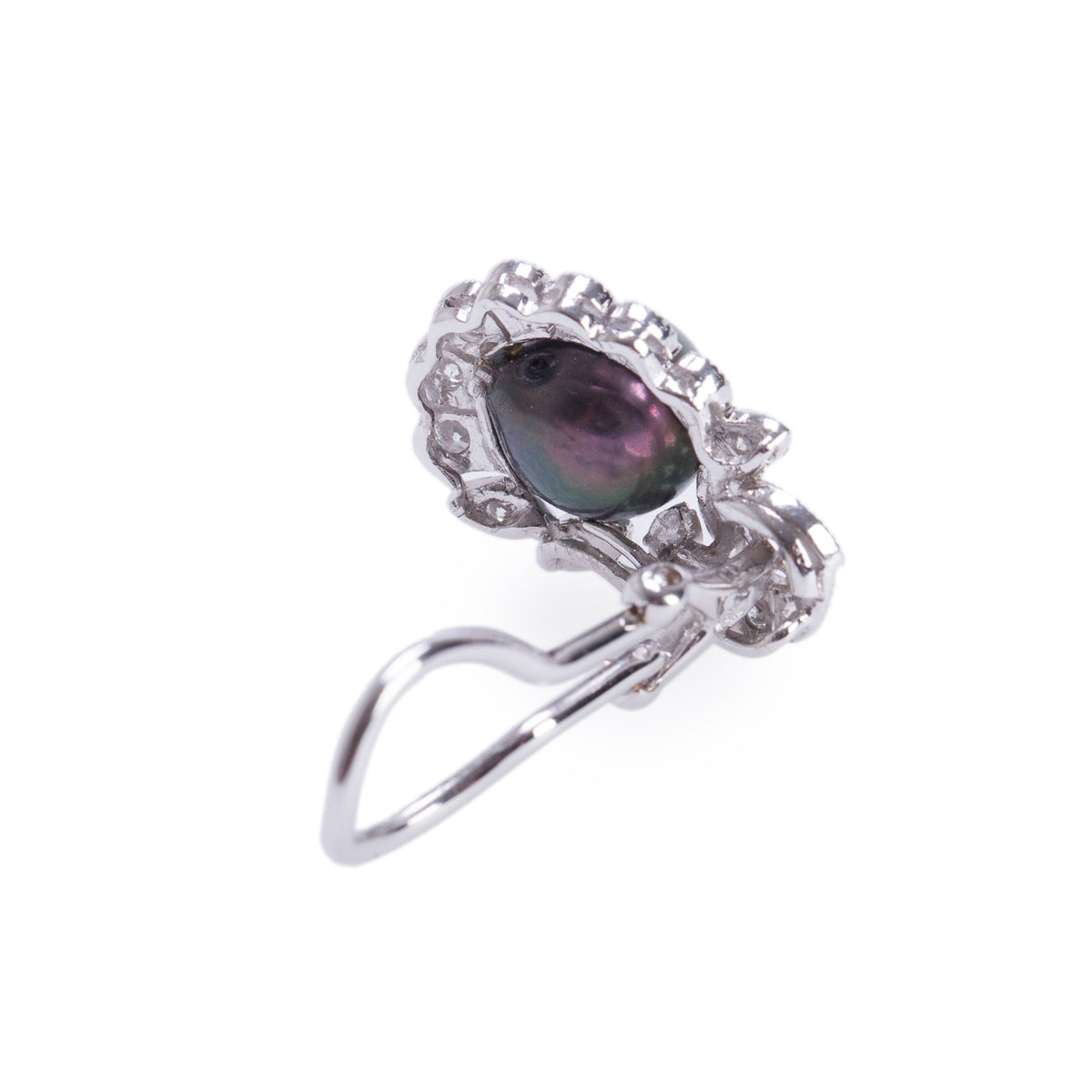 18k White Gold Pearl & Diamond Clip On Earrings