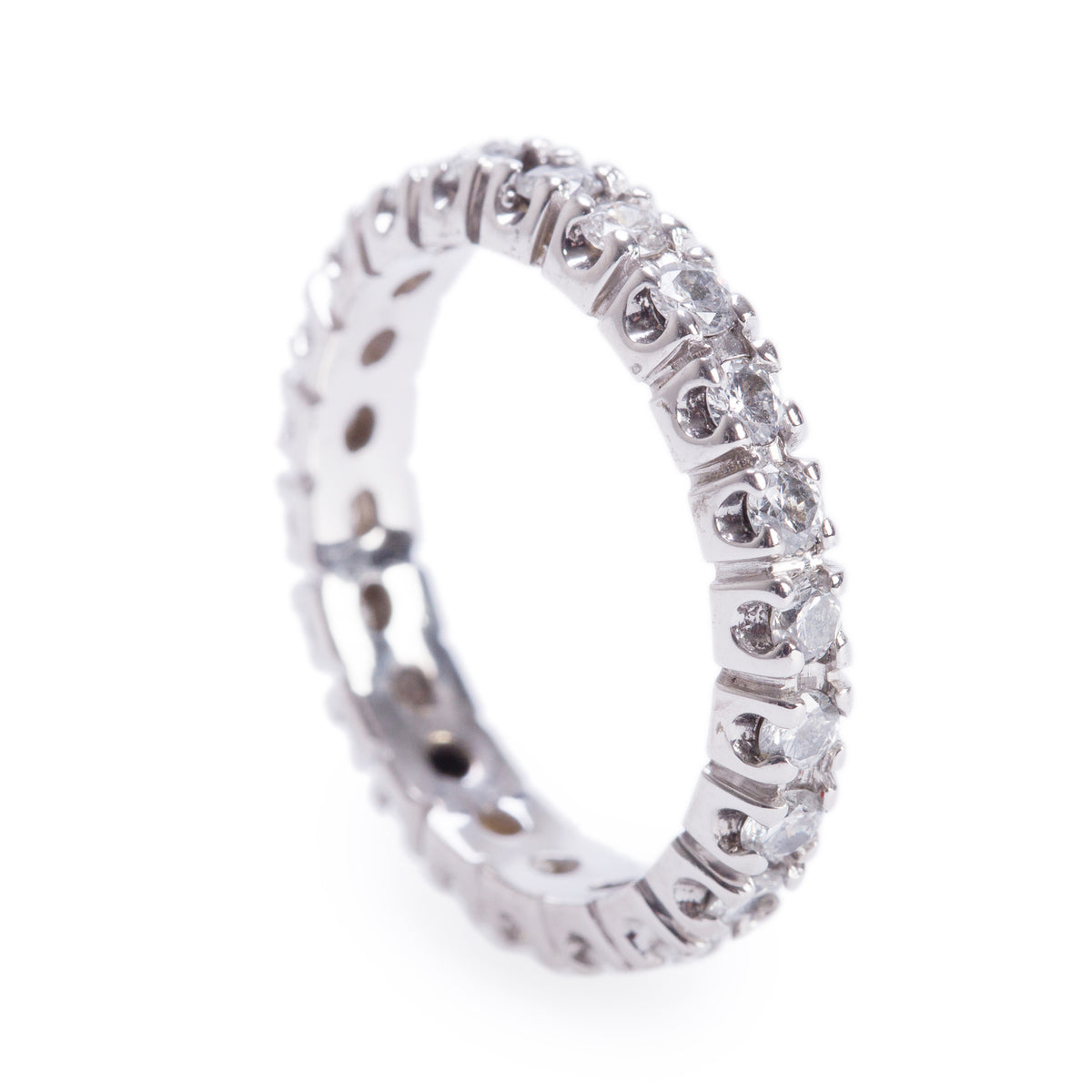 14k White Gold 1.17 tcw. Diamond Eternity Band Ring, Size 7.25