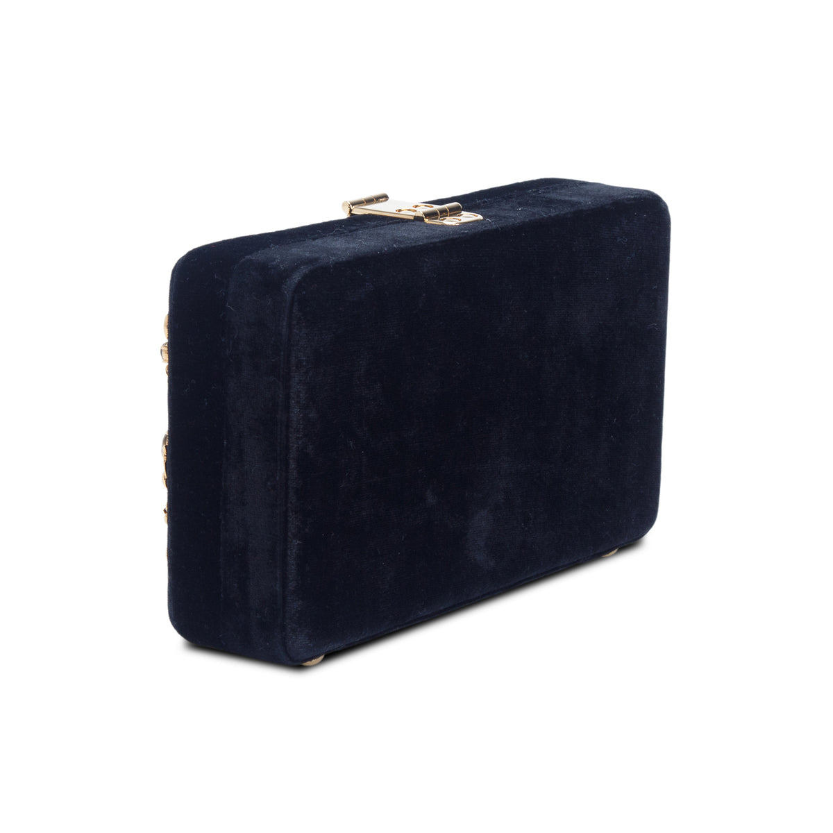 Dolce & Gabbana Black Velvet Crystal Floral Dolce Box Clutch w/ Authenticity Card