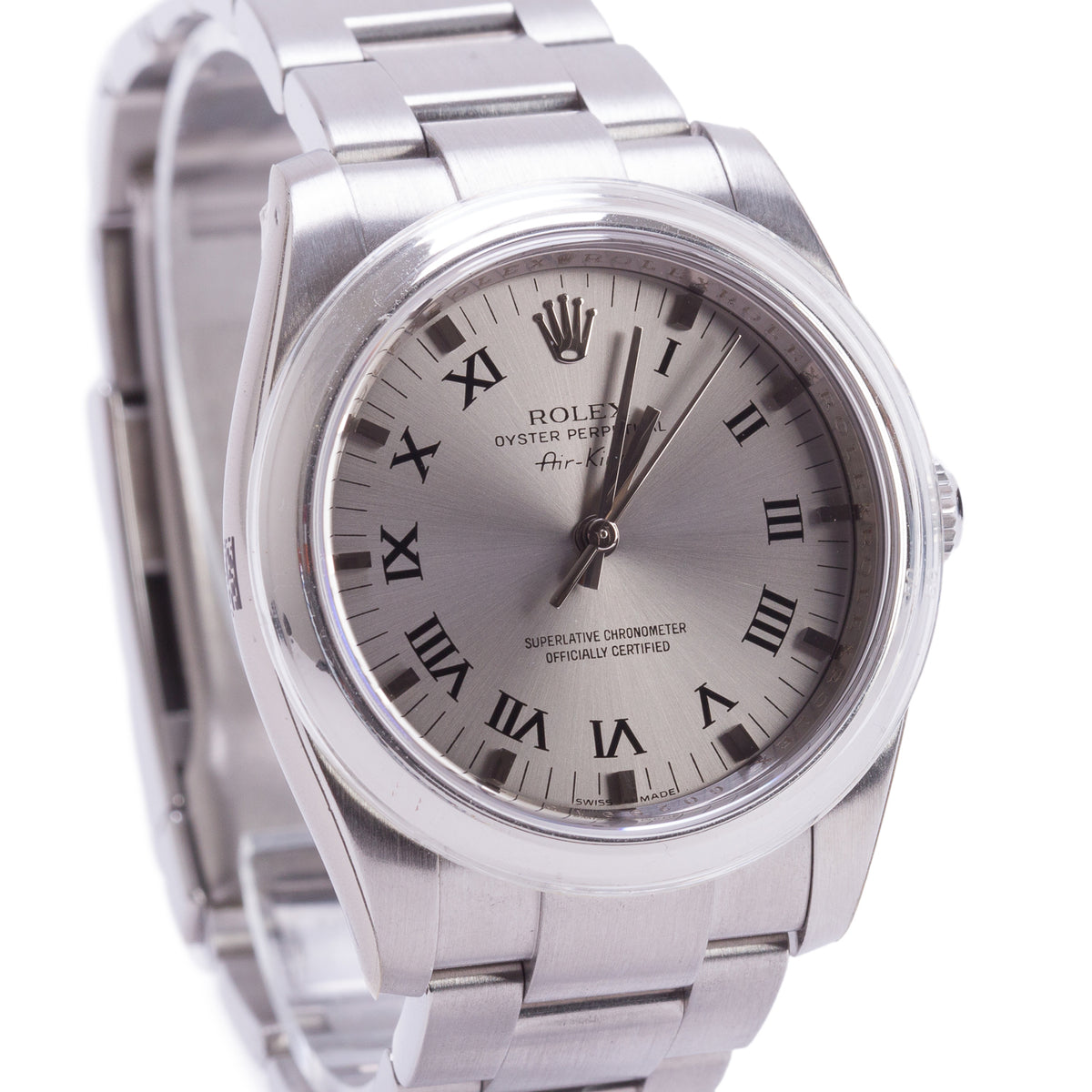 Rolex Stainless Steel Oyster Perpetual Air King 34 MM Automatic Watch Silver Dial 114200 w/ Box & Papers
