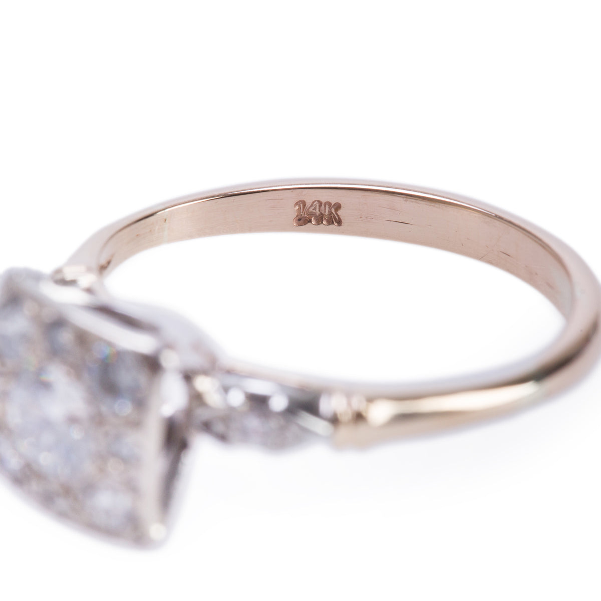 14k Yellow & White Gold 0.37 ct. Round Cut Diamond Engagement Ring, Size 6.75