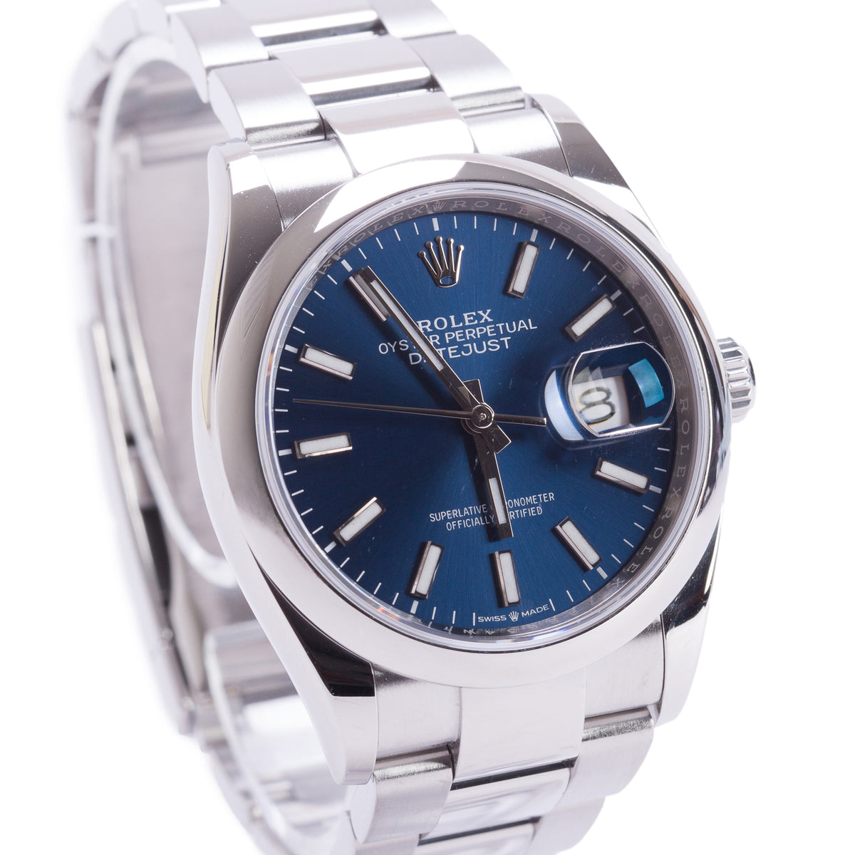 Rolex 2021 Stainless Steel Datejust 36 MM Silver Dial Automatic Watch Blue Dial 126200 w/ Box & Papers