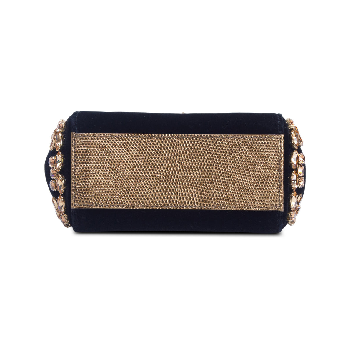 Dolce & Gabanna Black Velvet Crystal Embellished Mini Sicily w/ Authenticity Card