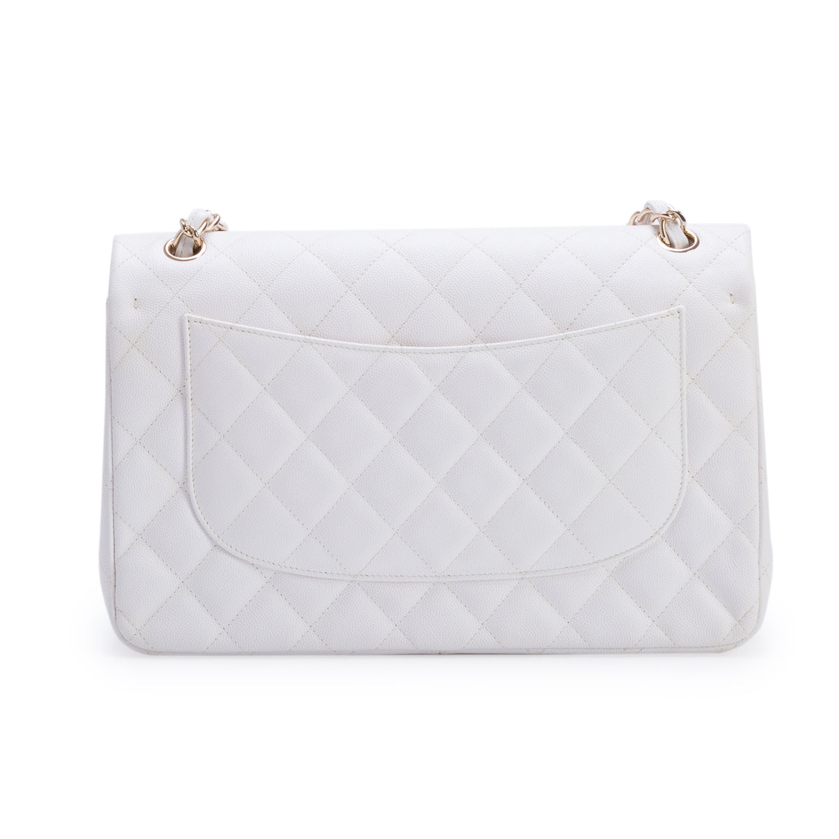 Chanel White Caviar Jumbo Classic Double Flap Bag