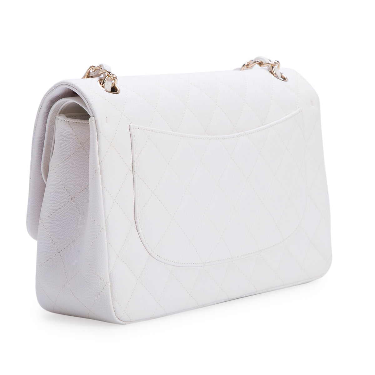Chanel White Caviar Jumbo Classic Double Flap Bag