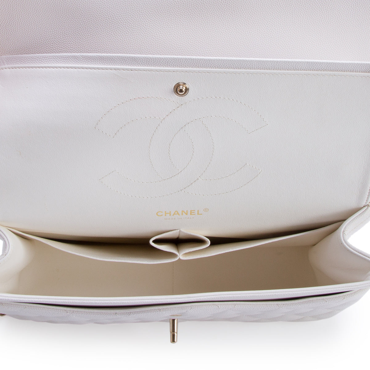 Chanel White Caviar Jumbo Classic Double Flap Bag