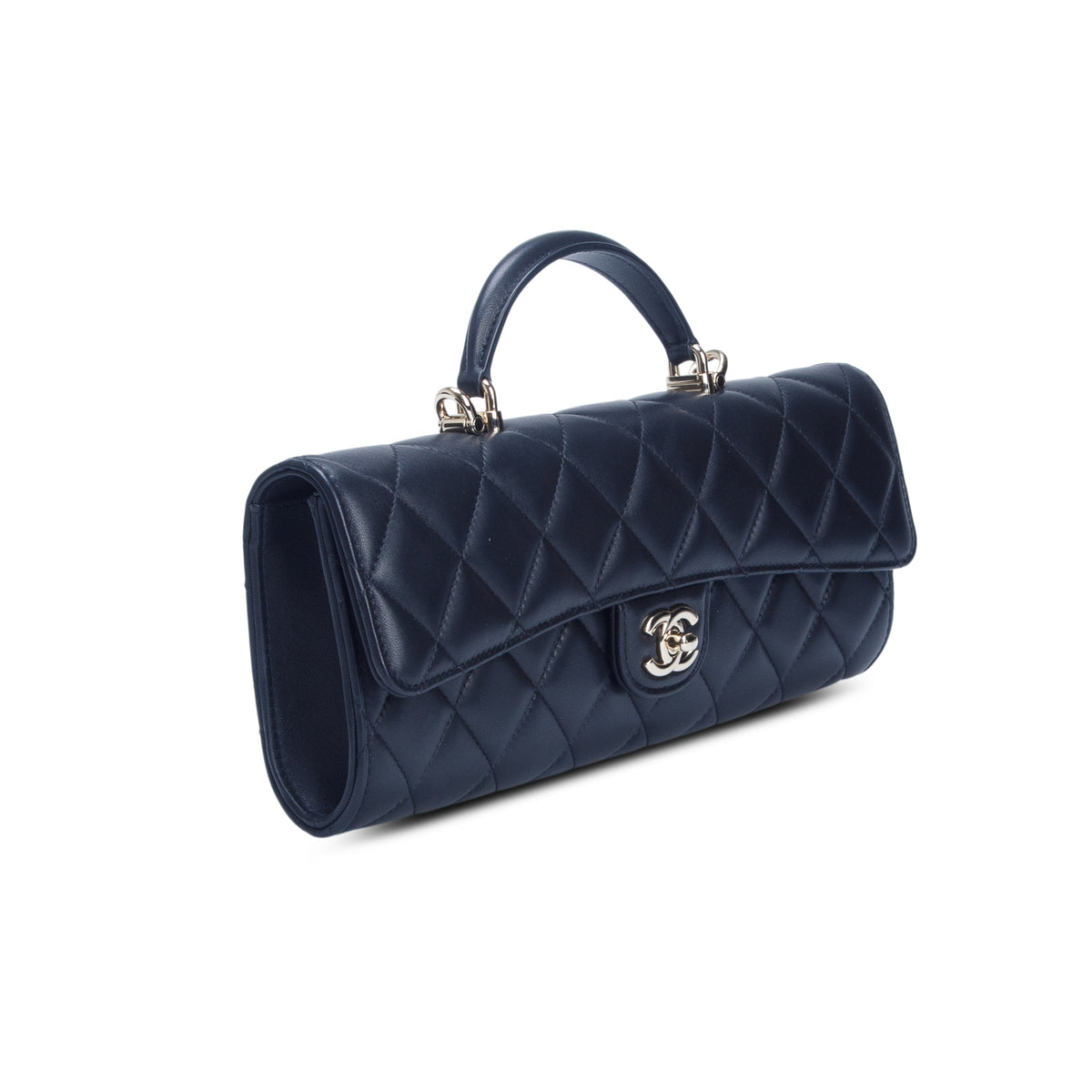 Chanel 2026 Black Lambskin Top Handle East West Flap w/ Box, Receipt & Strap