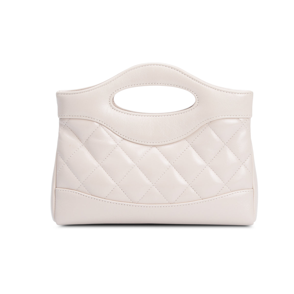 Chanel Beige Shiny Lambskin Quilted Nano 31 Shopping Bag w/ Box