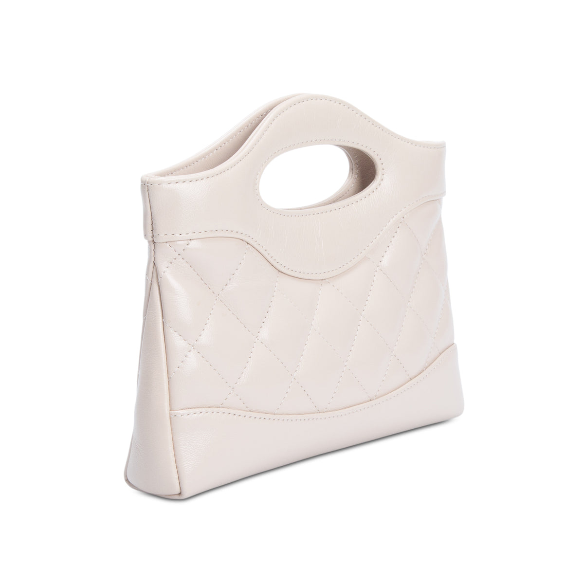 Chanel Beige Shiny Lambskin Quilted Nano 31 Shopping Bag w/ Box