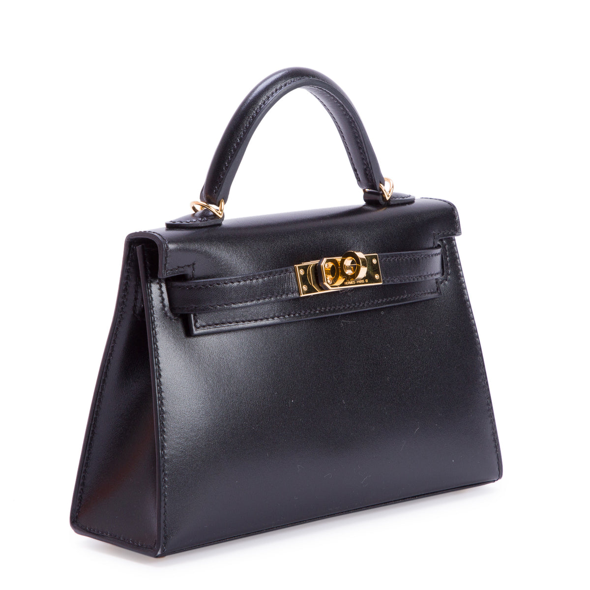 Hermes 2026 Noir Box Mini Kelly Sellier 20 w/ Box & Strap