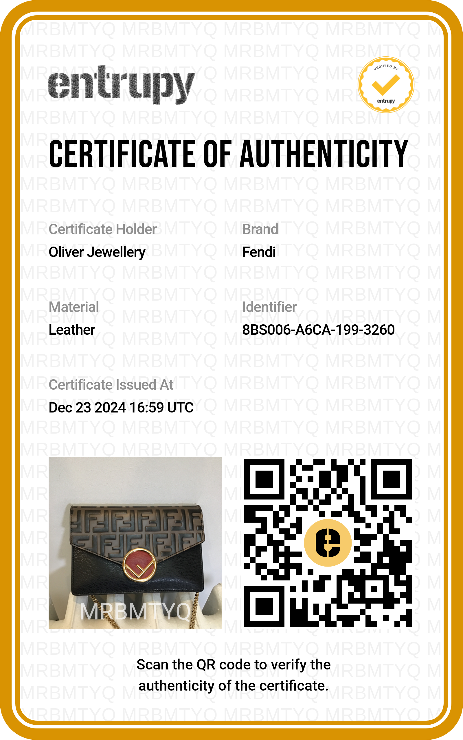 Fendi Brown/Black FF 1974 Embossed Leather F is Fendi Envelope Wallet on Chain