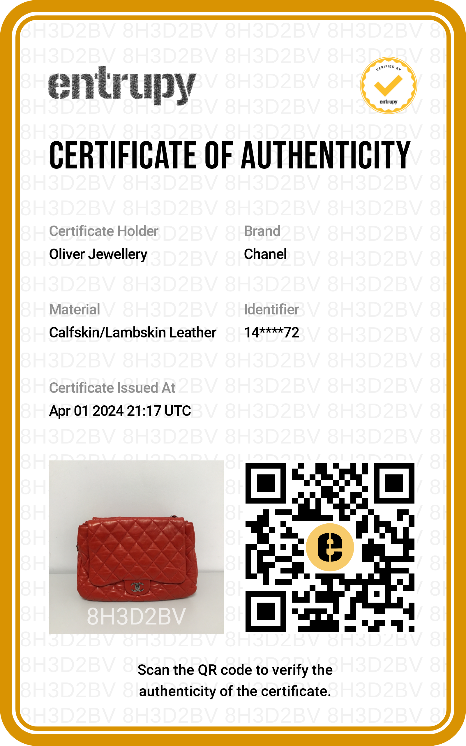 Chanel Red Quilted Lambskin Leather Chanel 3 Maxi Flap Bag w/ Authenticity Card