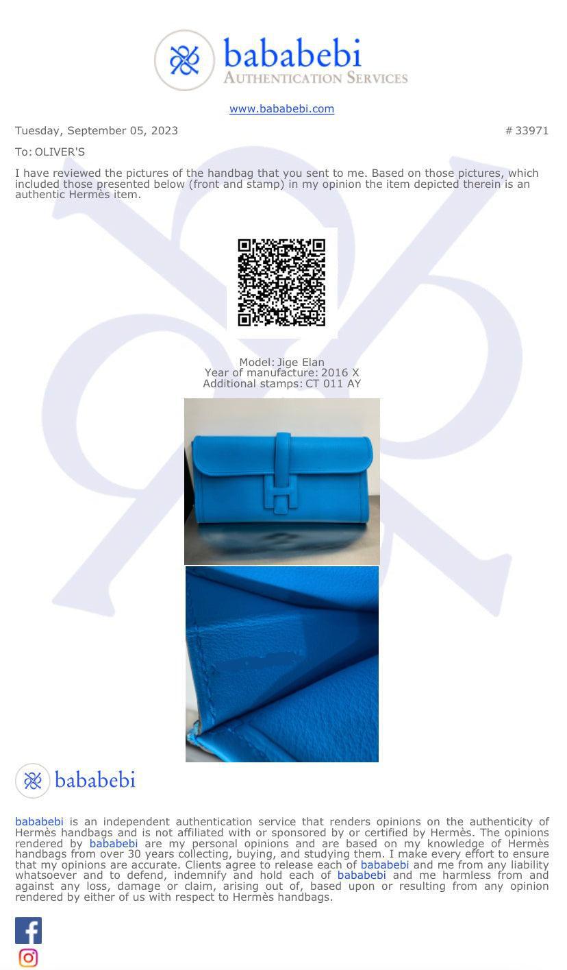 Hermes Blue Swift Leather Jige Elan 29 Clutch