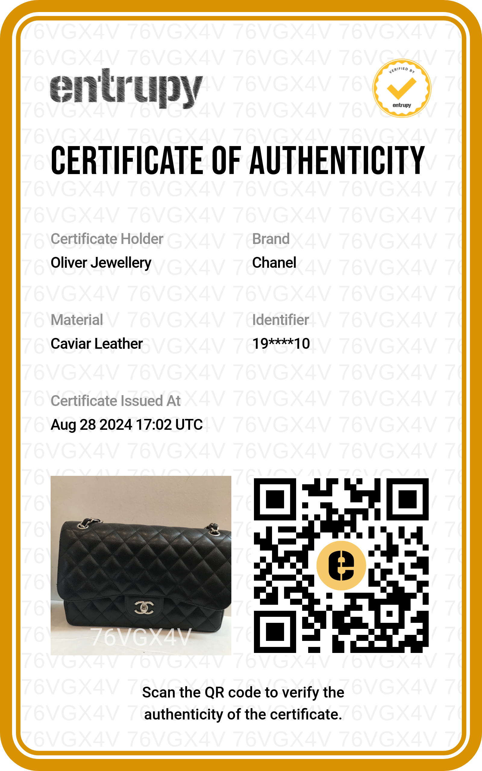 Chanel Black Caviar Leather Classic Jumbo Double Flap Bag w/ Authenticity Card