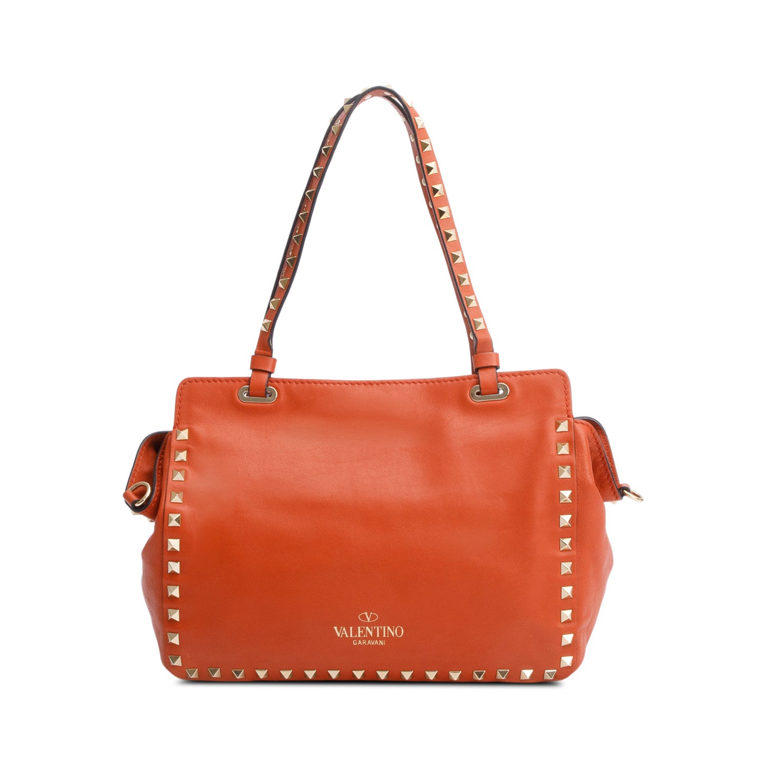 Valentino Coral Calfskin Leather Small Rockstud Tote Bag w/ Strap