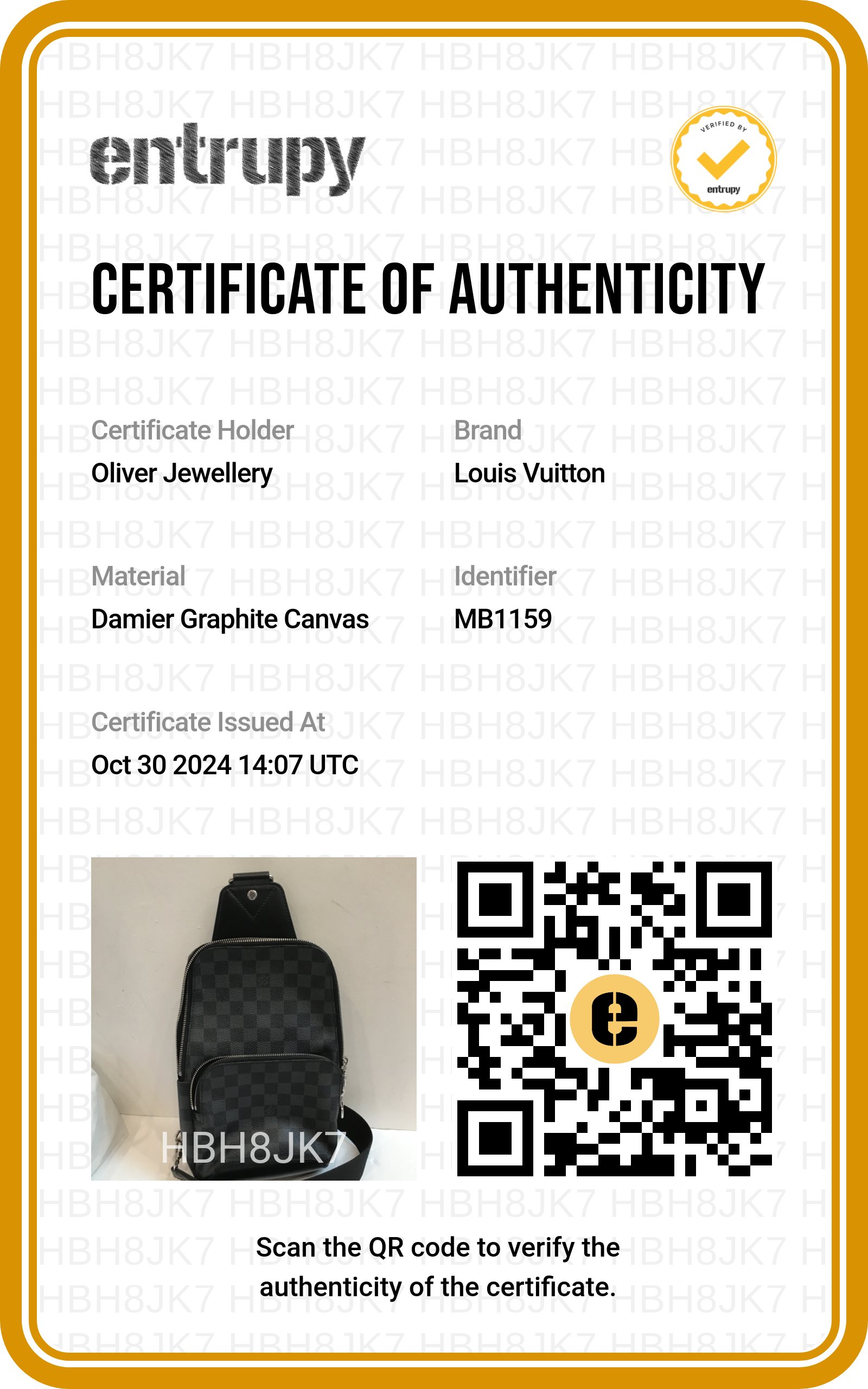 Louis Vuitton Damier Graphite Avenue Sling Bag w/ Box