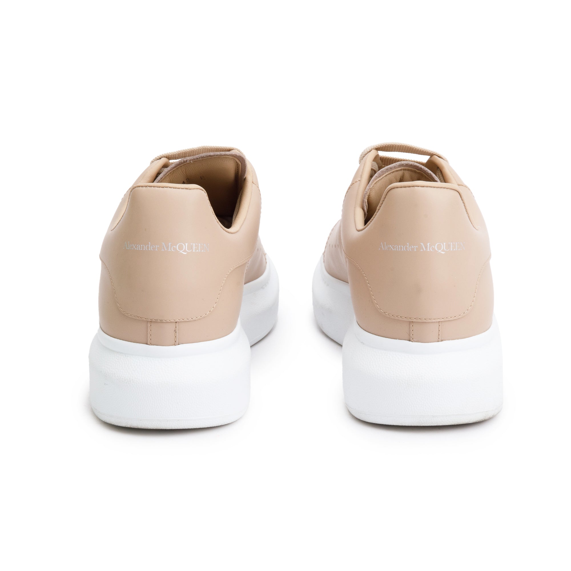 Alexander McQueen Beige Calfskin Leather Oversized Sneakers, Size 42 w/ Box