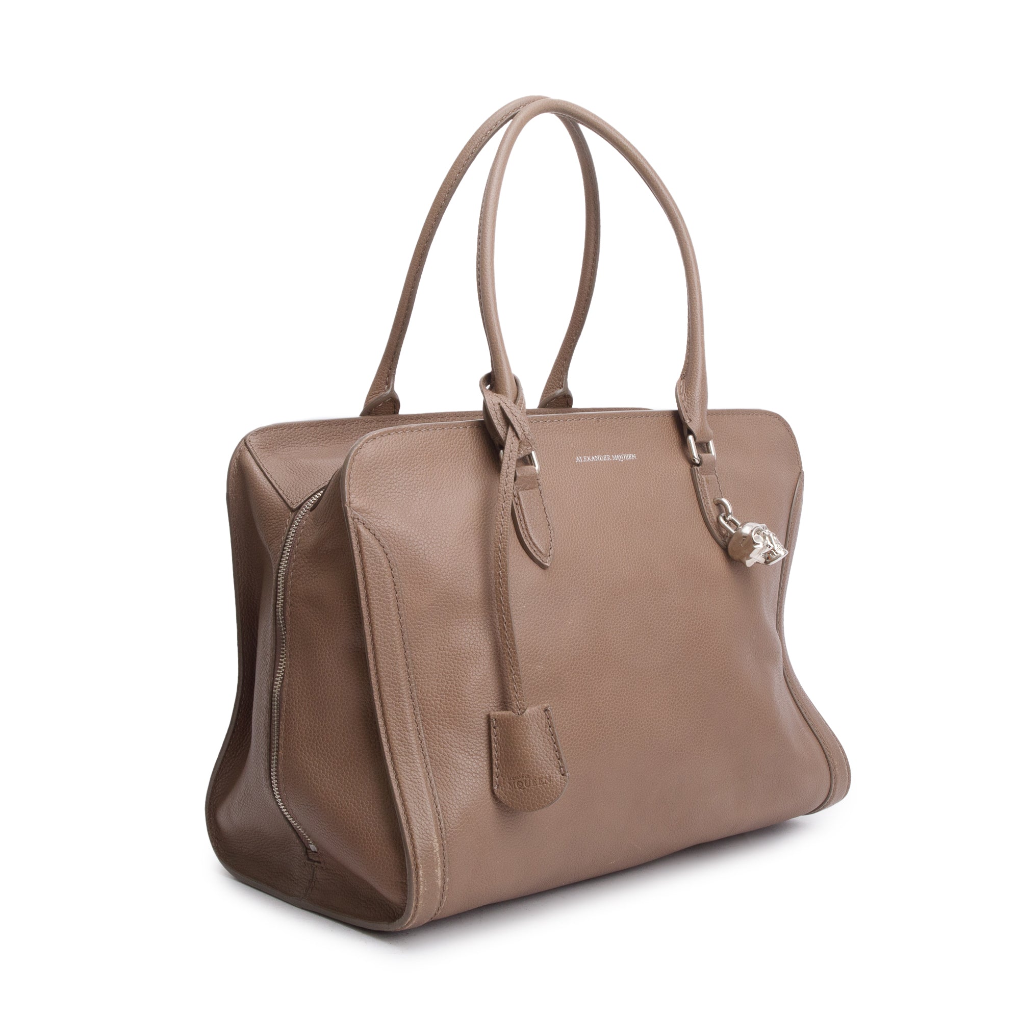 Alexander McQueen Beige Leather Skull Top Handle Tote