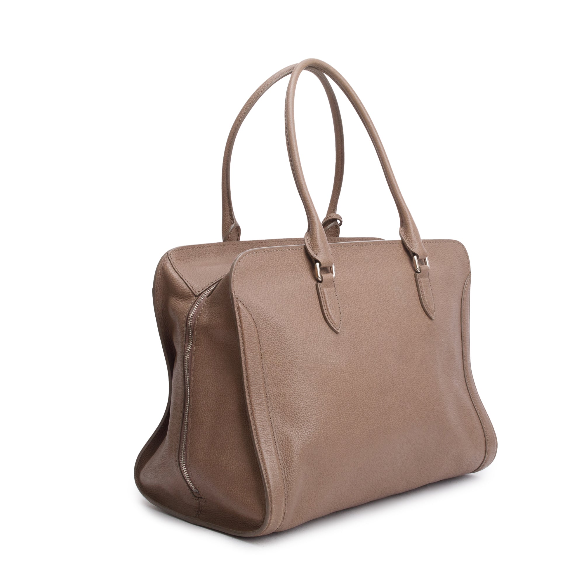 Alexander McQueen Beige Leather Skull Top Handle Tote