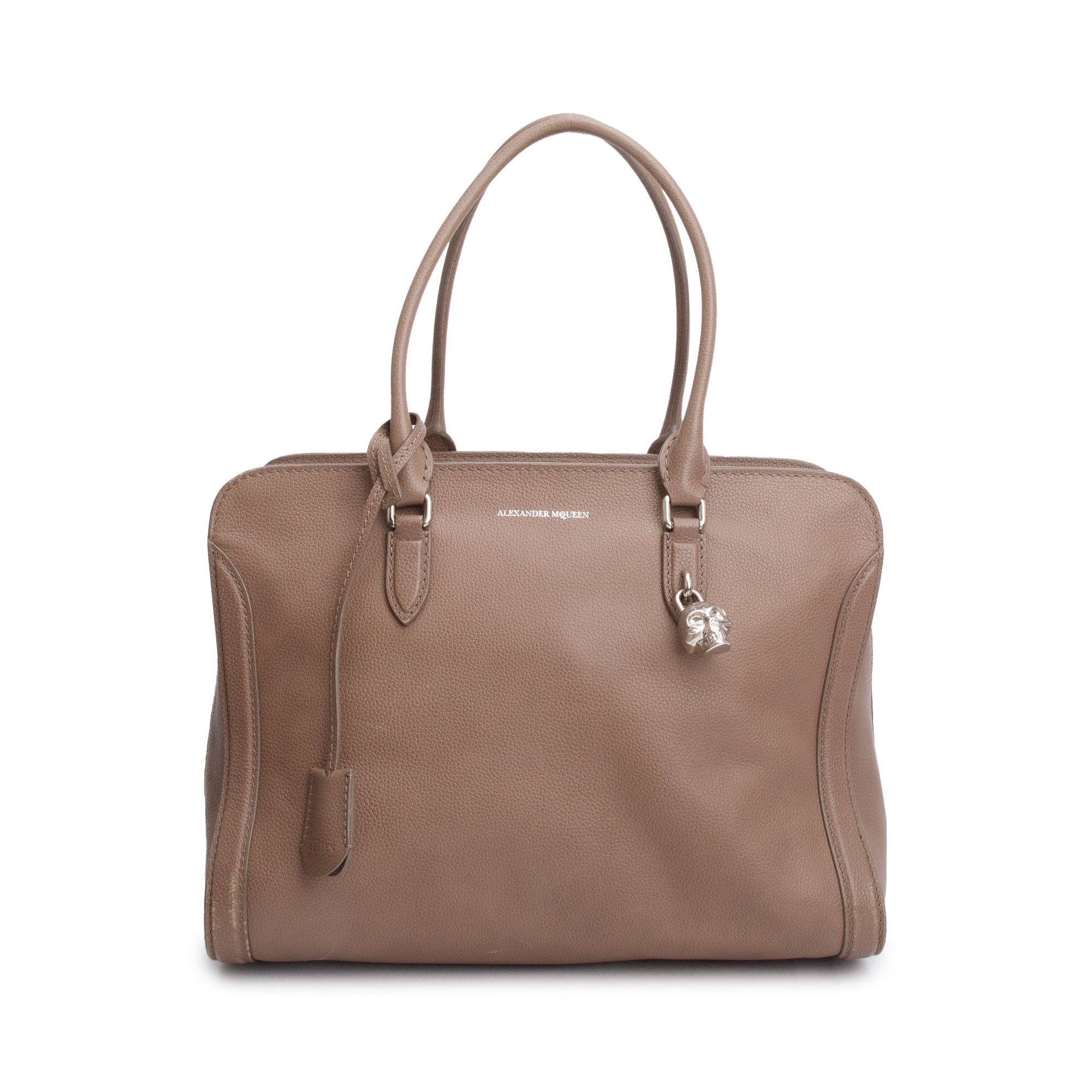 Alexander McQueen Beige Leather Skull Top Handle Tote