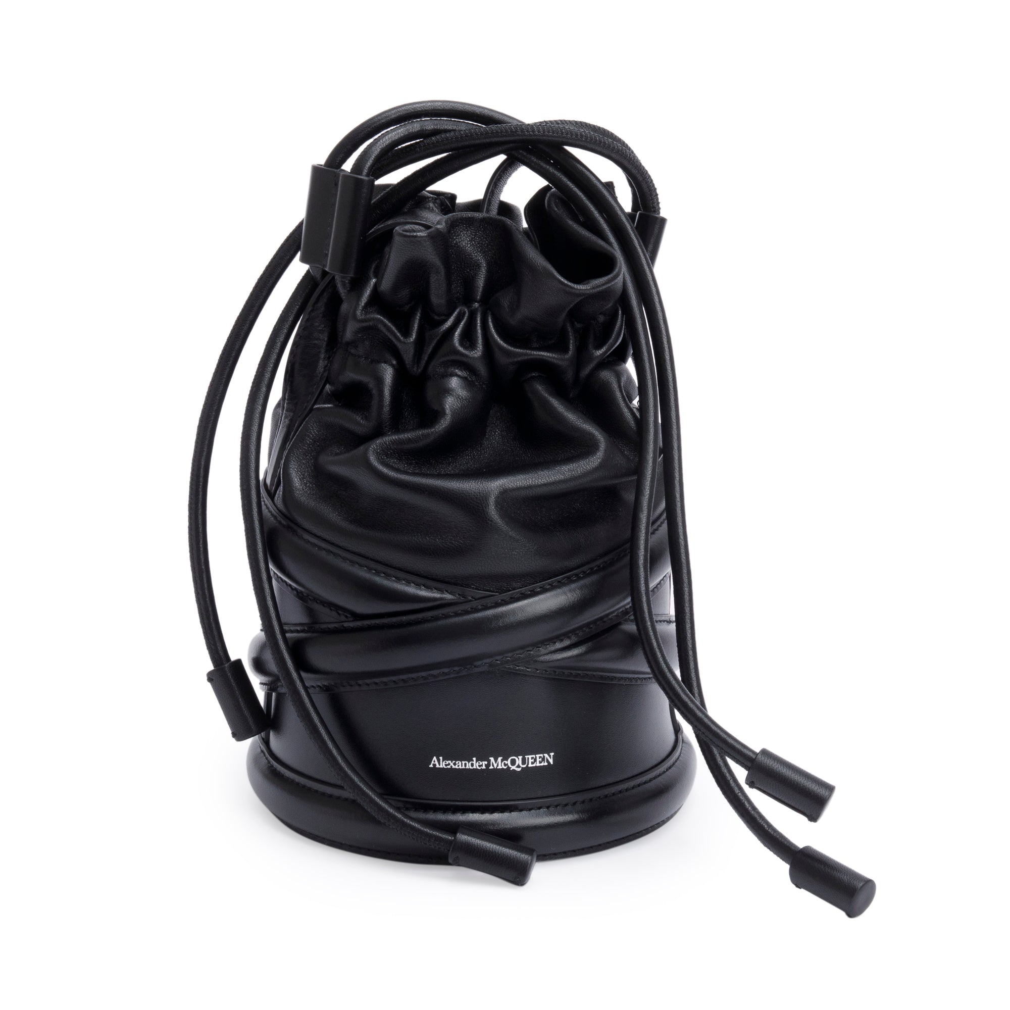 Alexander McQueen Black Calfskin Leather The Soft Curve Bucket Bag w/ Box