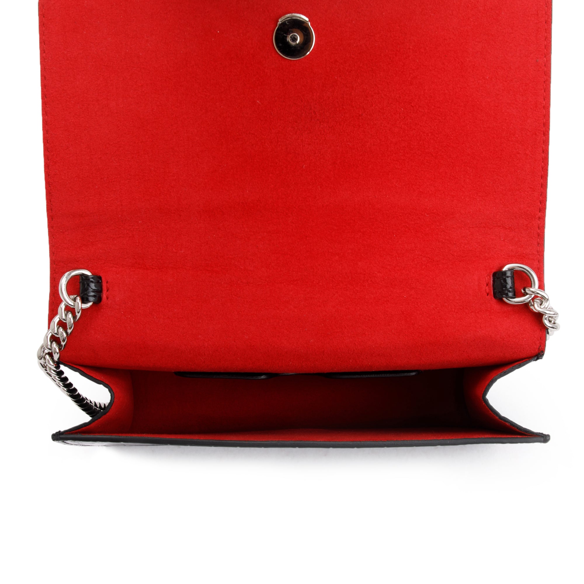 Alexander McQueen Black Croc Embossed Small Skull Chain Bag w/ Box