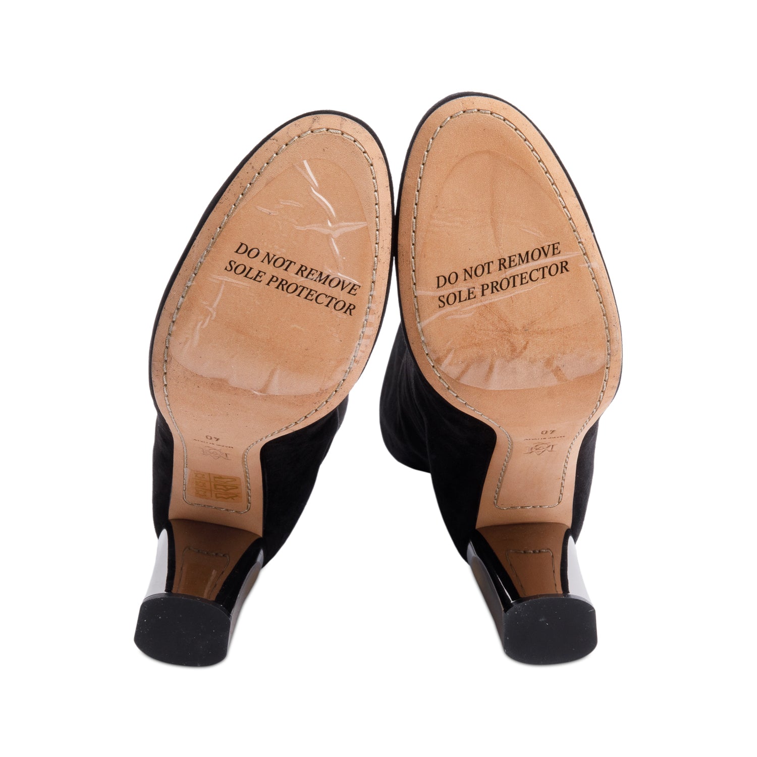 Alexander McQueen Black Suede Mid-Calf Sock Boots, Size 40