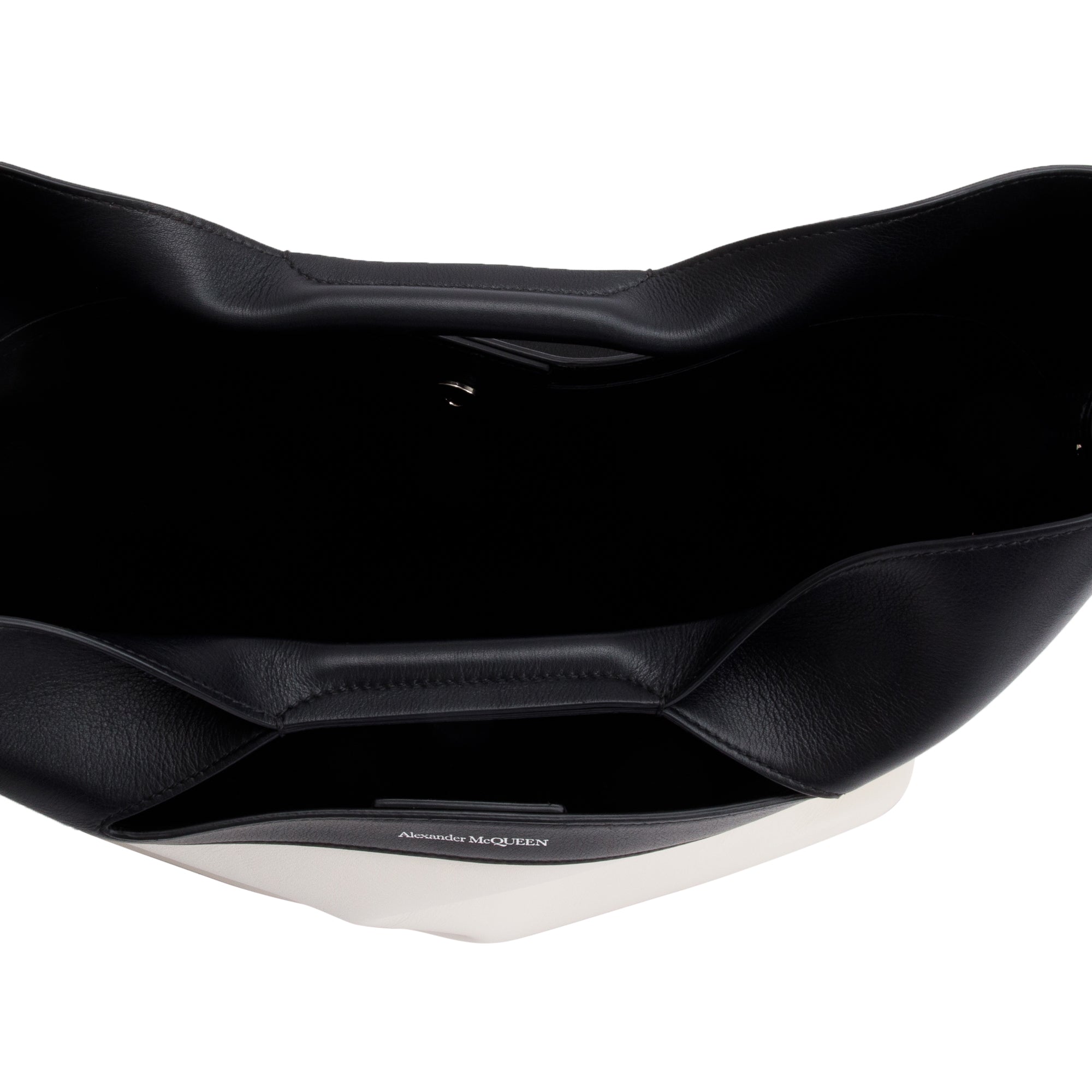 Alexander McQueen Black & White Calfskin Leather Large Bow Tote w/ Pouch