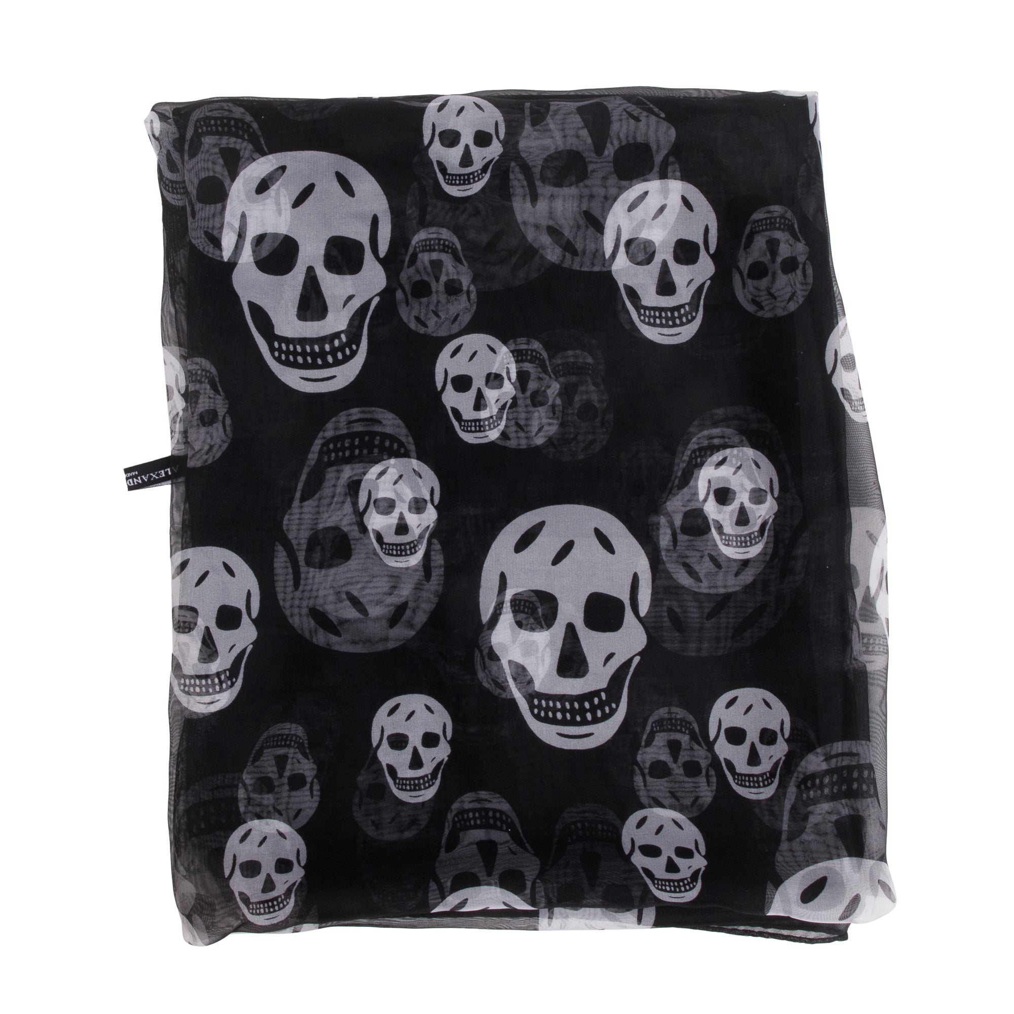 Alexander McQueen Black/White Skull Printed Silk Scarf