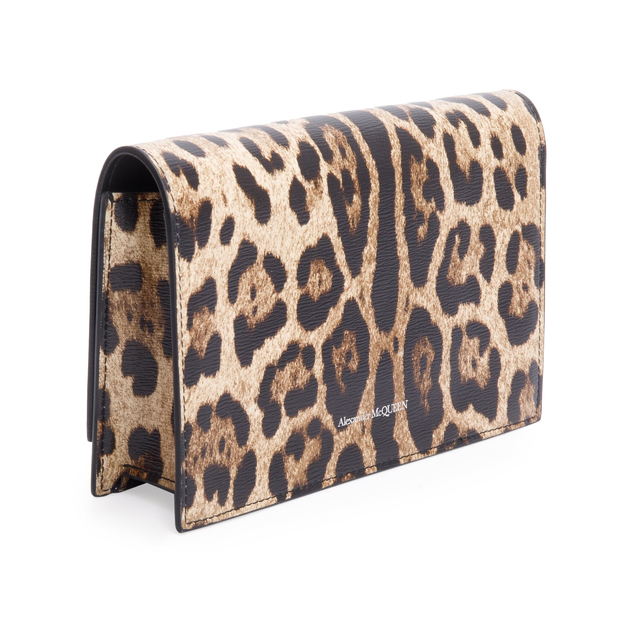 Alexander McQueen Brown Leopard Print Small Skull Chain Bag