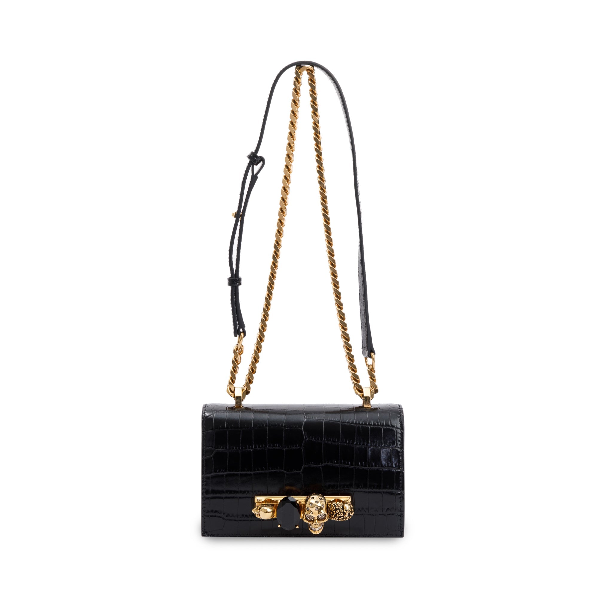 Alexander McQueen Croc Embossed Mini Jewelled Satchel