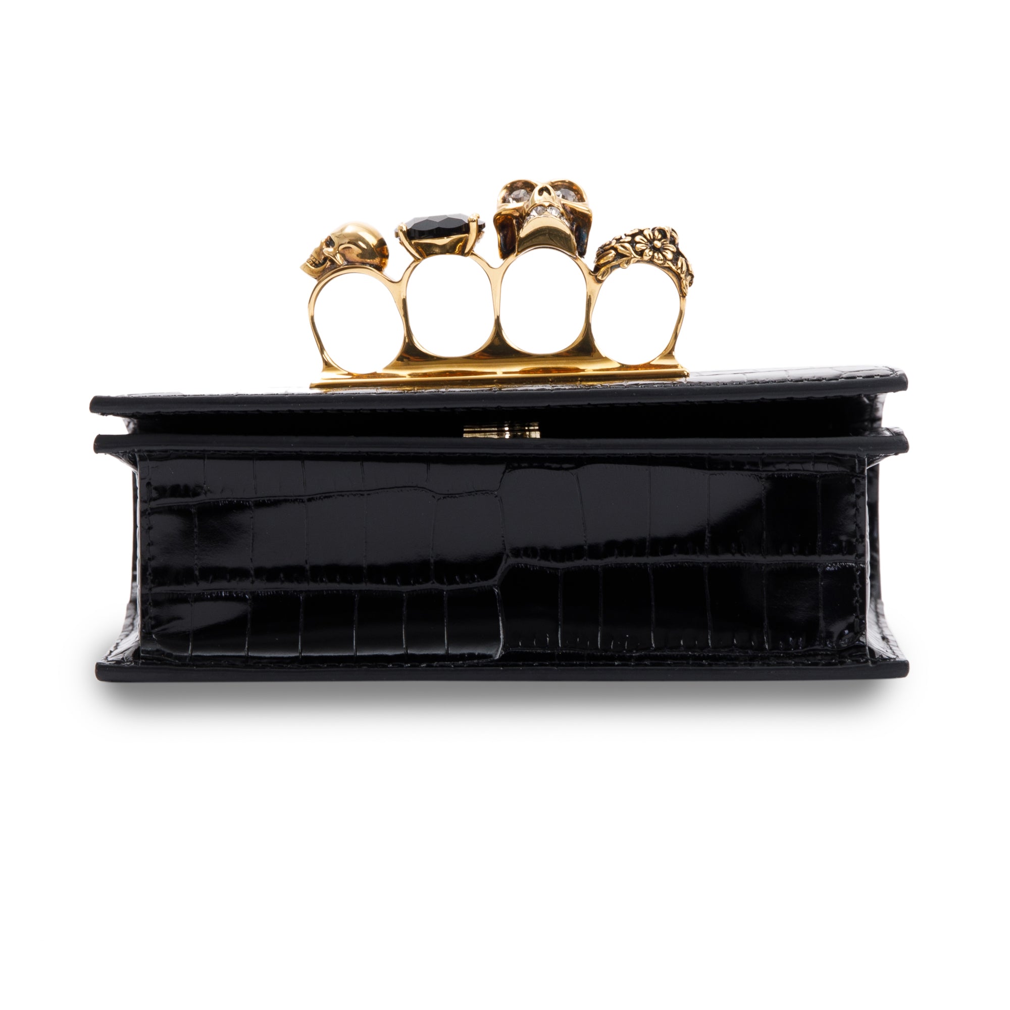 Alexander McQueen Croc Embossed Mini Jewelled Satchel