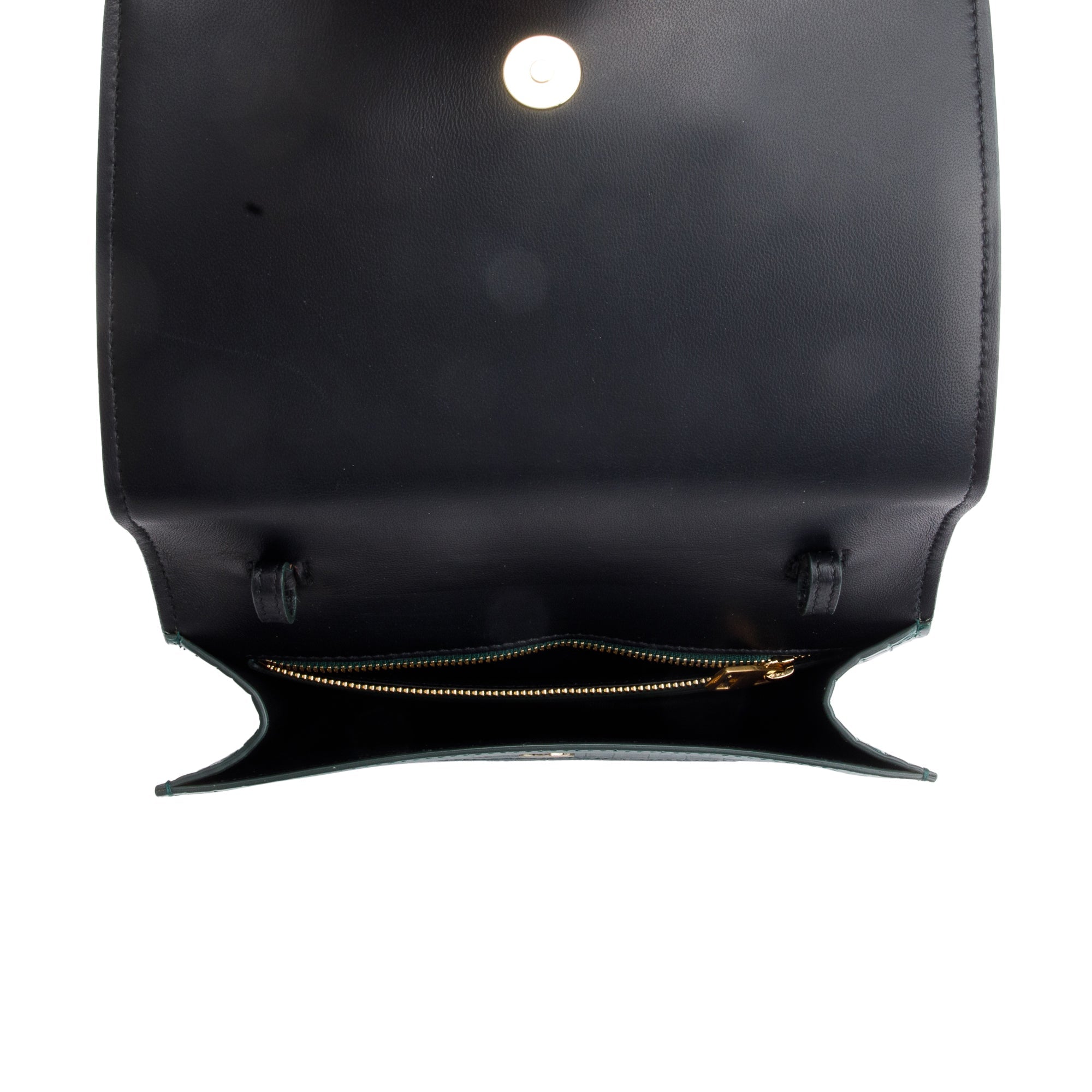 Alexander McQueen Green Croc-Embossed Calfskin Leather Four Ring Crossbody Bag