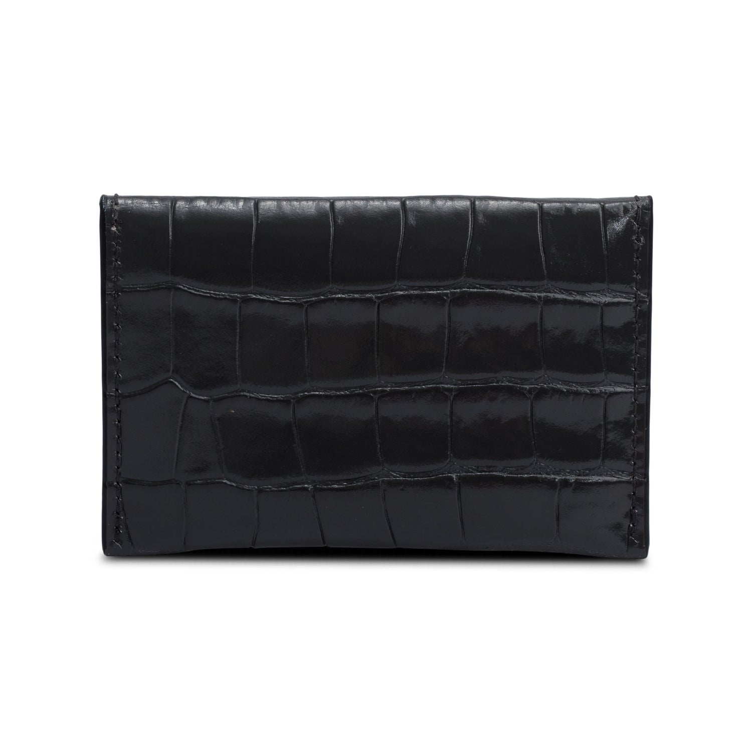 Alexander McQueen Grey Croc Embossed Leather Skull Envelope Card Holder w/ Box