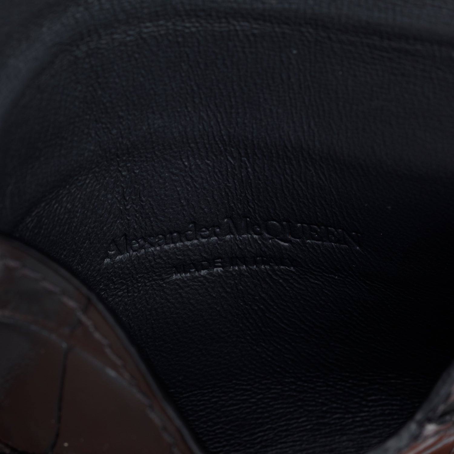 Alexander McQueen Grey Croc Embossed Leather Skull Envelope Card Holder w/ Box