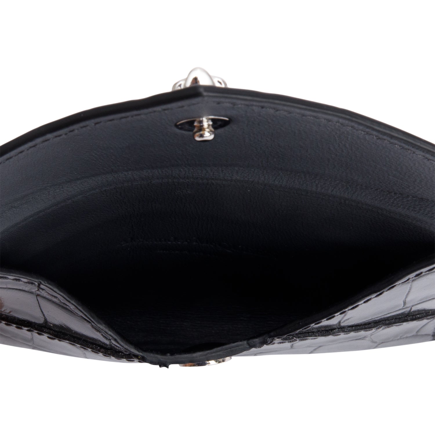 Alexander McQueen Grey Croc Embossed Leather Skull Envelope Card Holder w/ Box