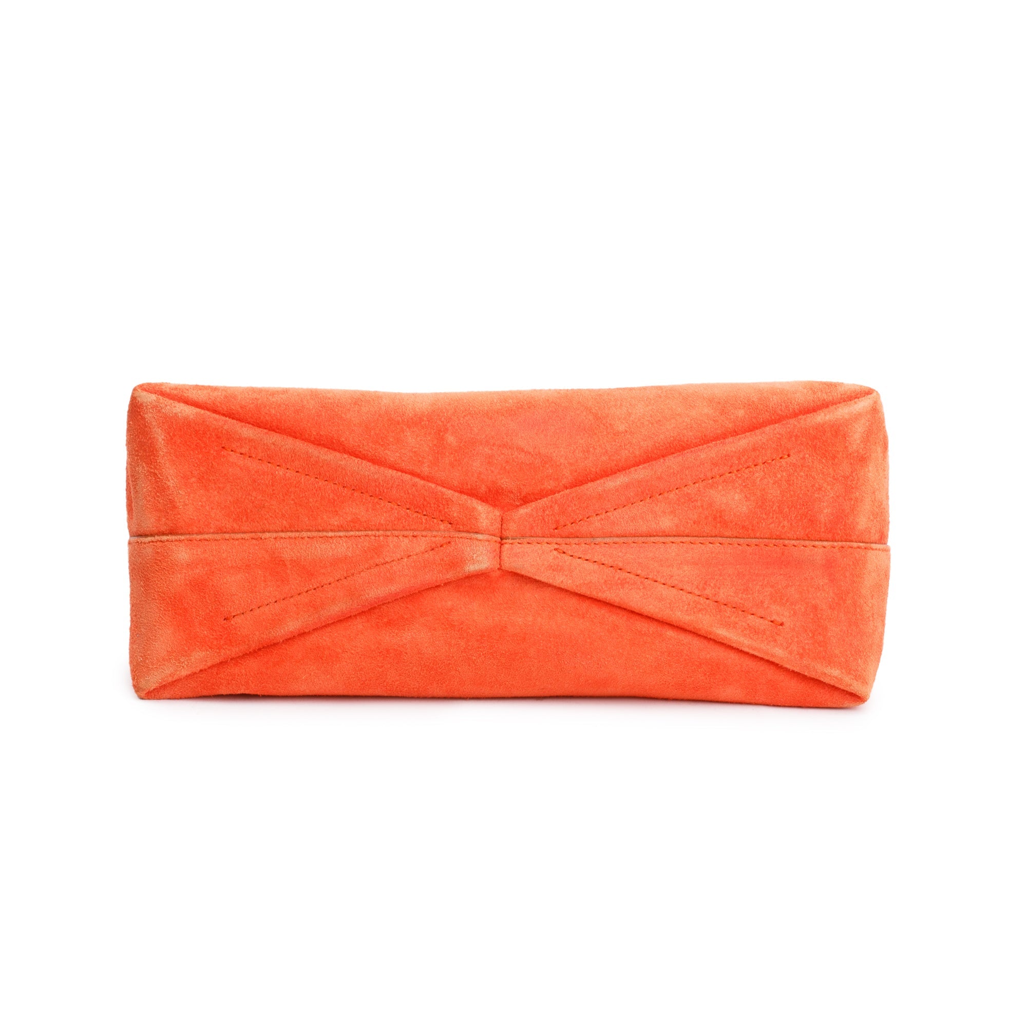 Alexander McQueen Orange Suede Skull Four Ring Soft Clutch
