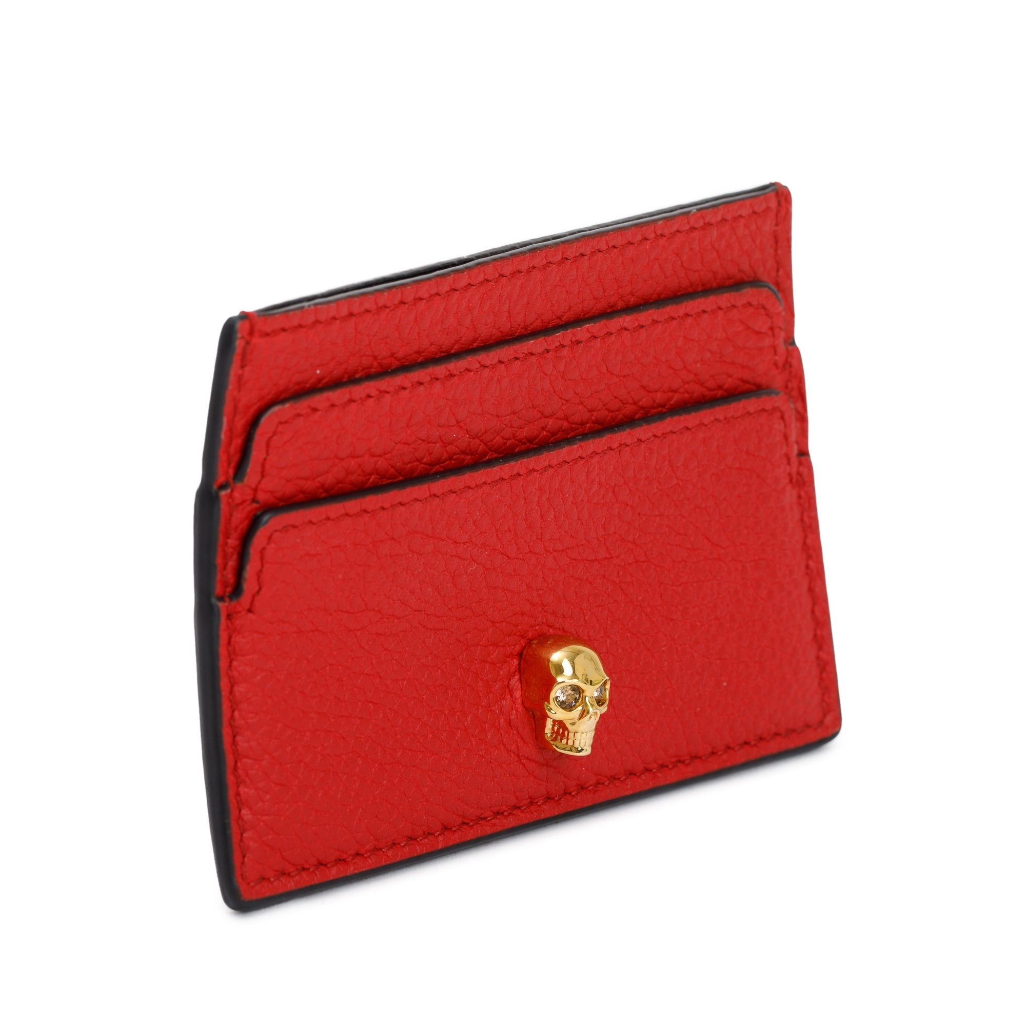 Alexander McQueen Red Leather Skull Card Holder