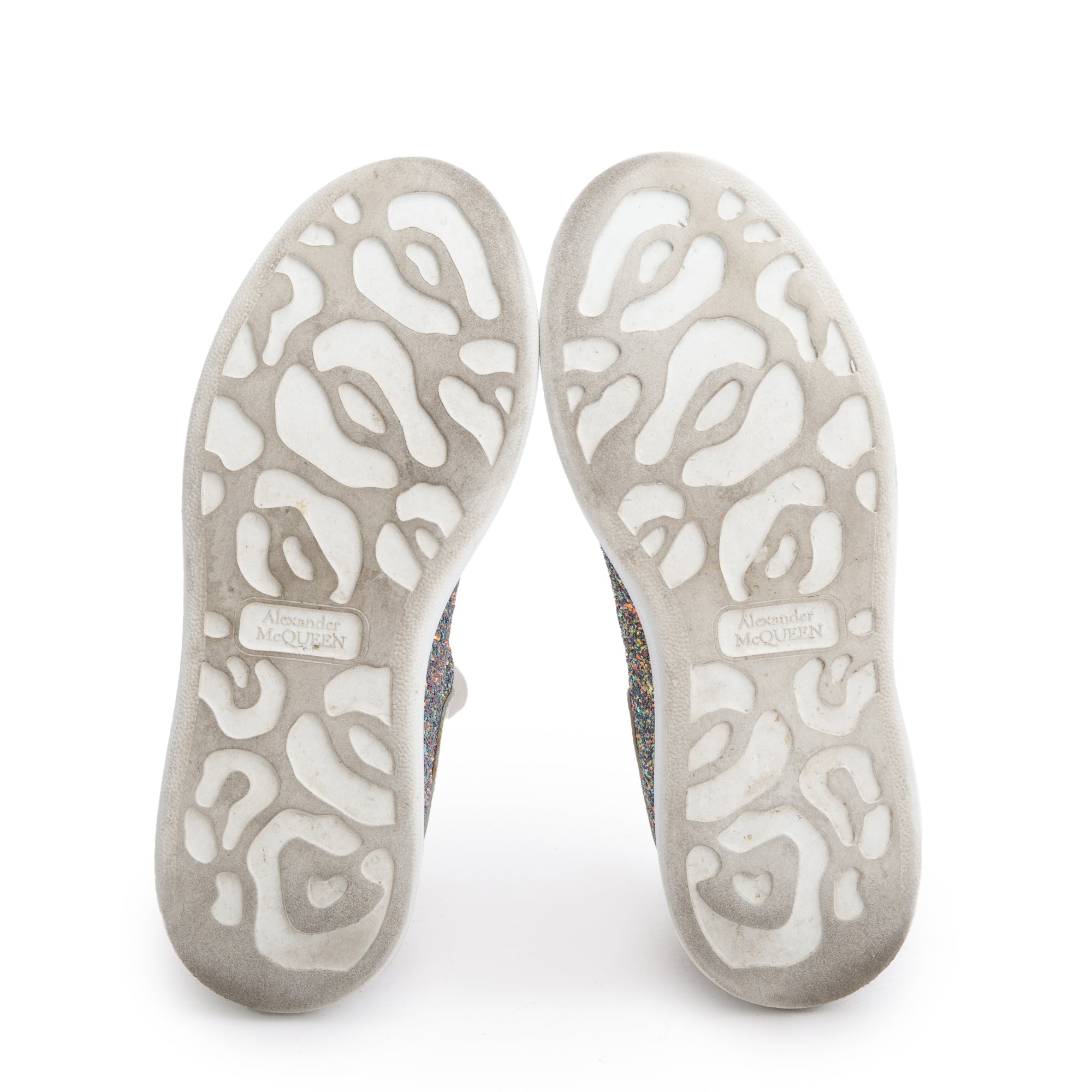 Alexander McQueen Silver Glitter Oversized Sneakers, Size 35